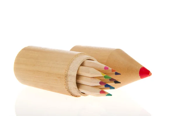 Wooden set color pencils — Stock Photo, Image