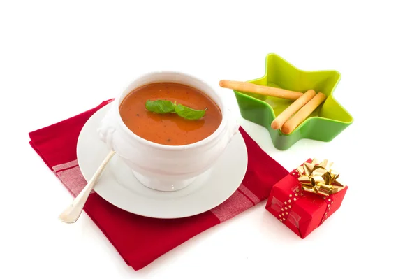 Sopa de tomate para Navidad —  Fotos de Stock