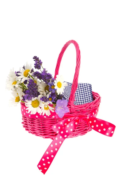 Basket wild flowers — Stock Photo, Image