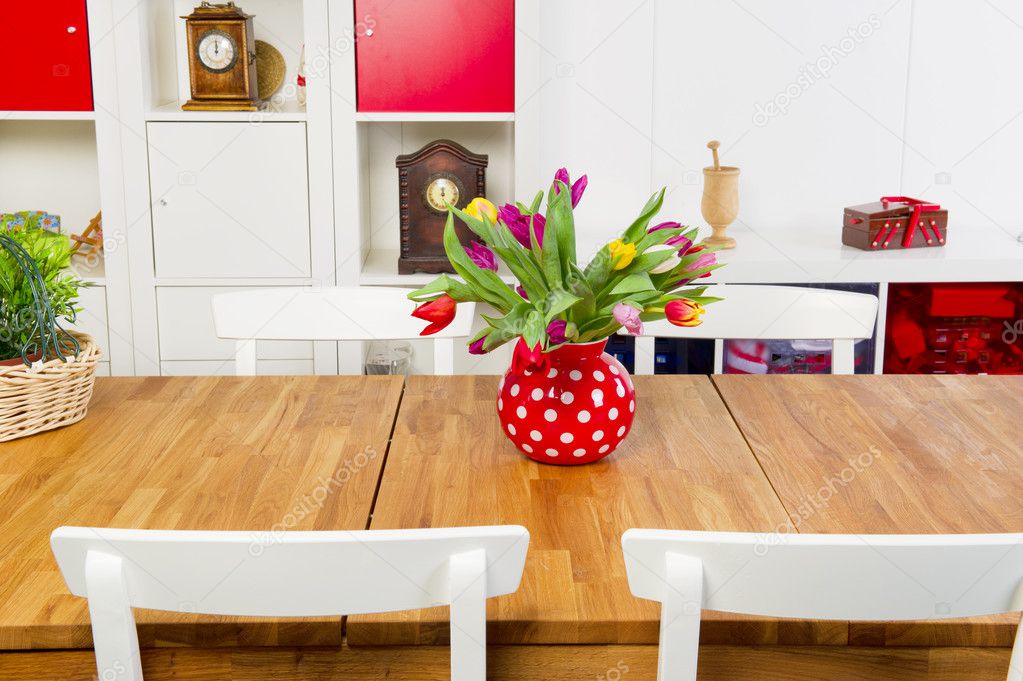 Interior with tulips