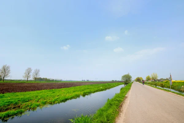 Paisaje holandés con carretera —  Fotos de Stock