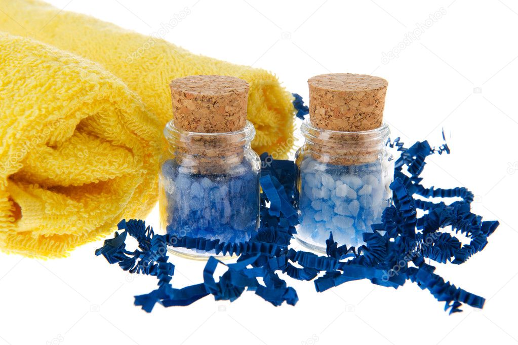Blue jars with bath salt