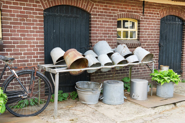 Vintage milk buckets