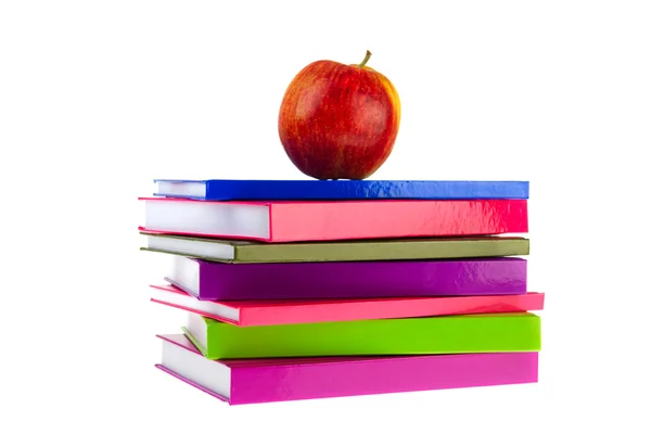 Terug naar school met boeken en apple — Stockfoto