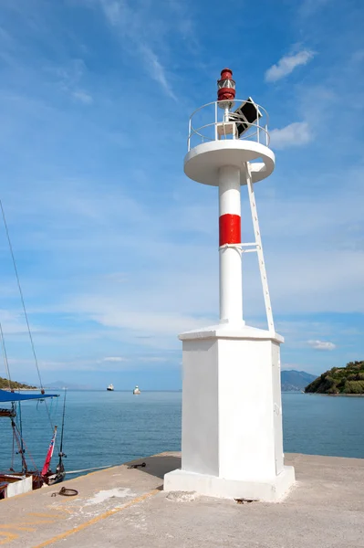 stock image Light beacon at Greek harbor