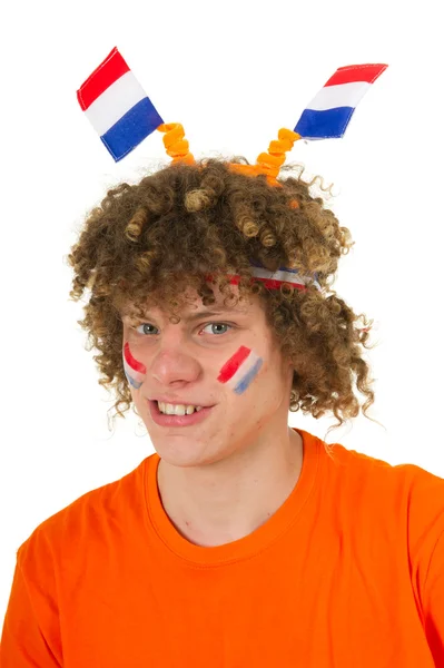 Boy is supporting the Dutch team — Stock Photo, Image