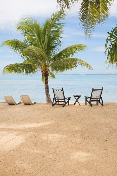 Tropical island with empty chairs — Stock Photo, Image