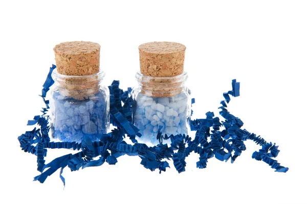 Bottiglie bagno blu sale — Foto Stock