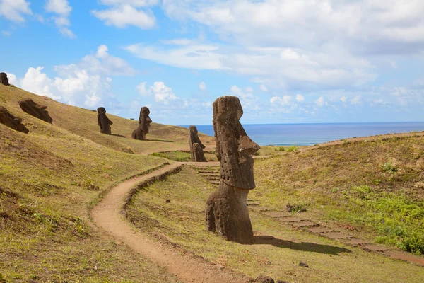 Landscape Easter island with statues — Stock Photo, Image