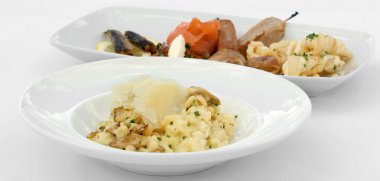 mantarlı risotto ve plaka tatma ana yemeği