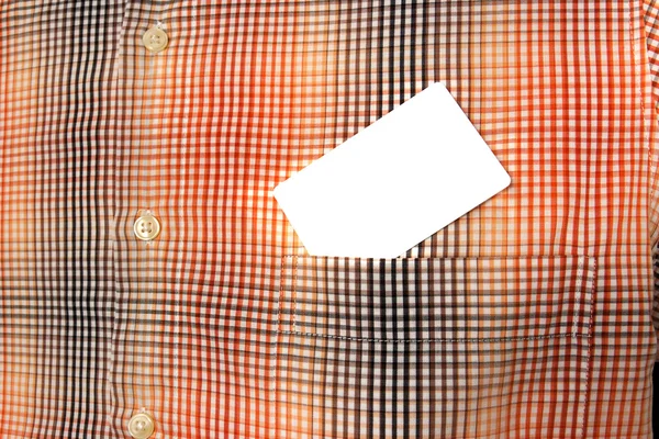 Witte kaart in een borstzak — Stockfoto