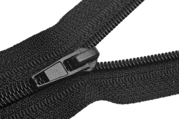 Black zipper closeup — Stock Photo, Image