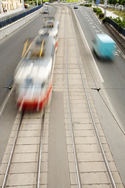 Tram in motion — Stock Photo, Image
