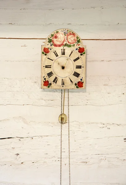 stock image Vintage clock on white wall