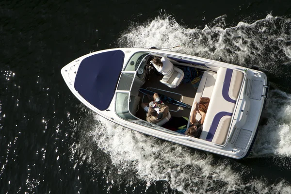 Motorlu tekne, üstten görünüm — Stok fotoğraf
