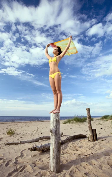Дівчина на пляжі . — стокове фото