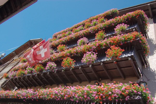 stock image Swiss house balcony