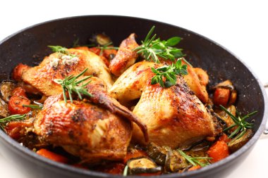 Roasted chicken with vegetable clipart