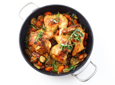 Roasted chicken with vegetable clipart