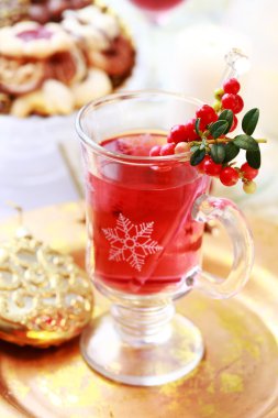 Hot wine cranberry punch clipart