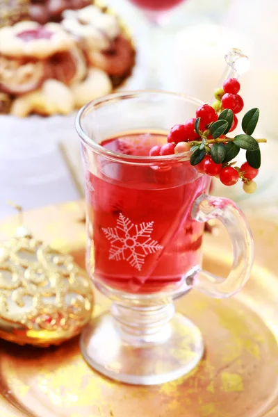 Hot wine cranberry punch — Stock Photo, Image