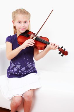 Little girl playing violin clipart