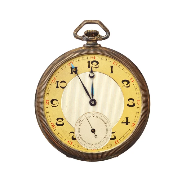 Velho relógio de bolso antigo isolado no fundo branco — Fotografia de Stock