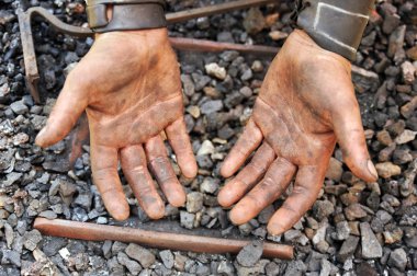 Detail of dirty hands - blacksmith clipart