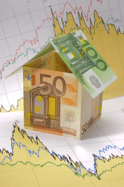 Ευρώ σπίτι στο γράφημα — Φωτογραφία Αρχείου