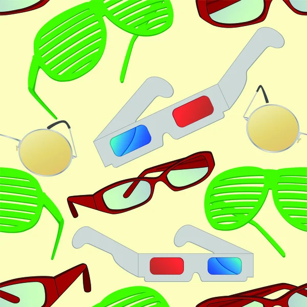Varrat nélküli és teljesen megismételhető vektor csempe különböző típusú szemüveg — Stock Vector