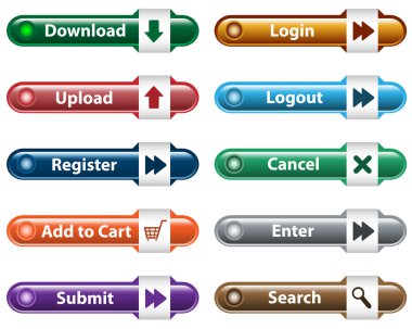 Web buttons with icons clipart