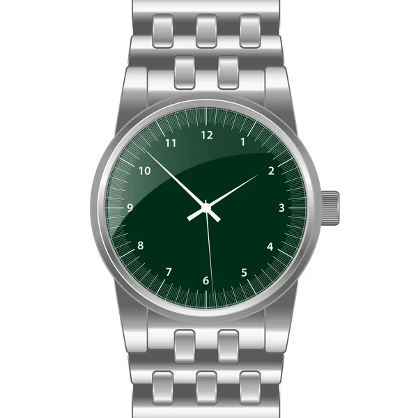 Silberne Armbanduhr — Stockvektor