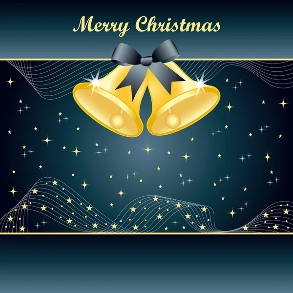 Cloches de Noël en or sur Slate Blue — Image vectorielle