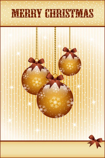 Gold christmas balls and bows — Stock Vector