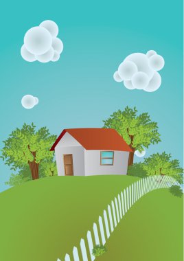 The house surrounded by a garden clipart