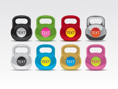 Set icons from eight multicoloured weights clipart