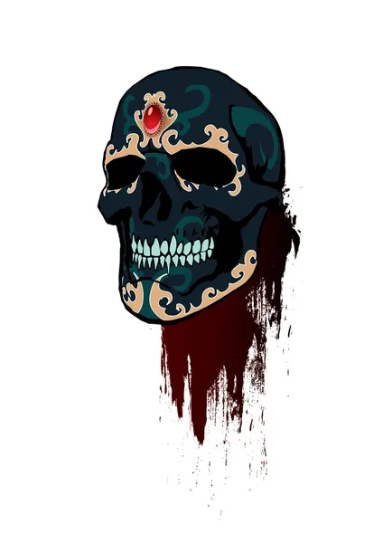 Tattoo with illustration of sacral skull with painting — Stock Vector