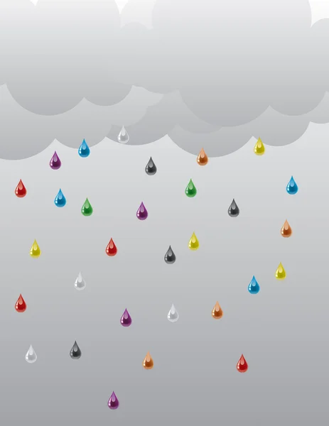 Εικονογράφηση μιας βροχής από πολύχρωμες σταγόνες. — Διανυσματικό Αρχείο