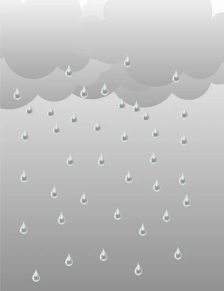 흐린 날씨와 비의 그림 — 스톡 벡터