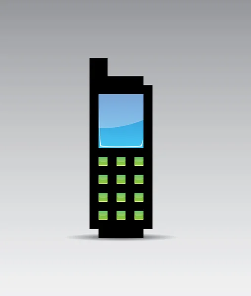 Pixeltelefon mit blauem Bildschirm — Stockvektor