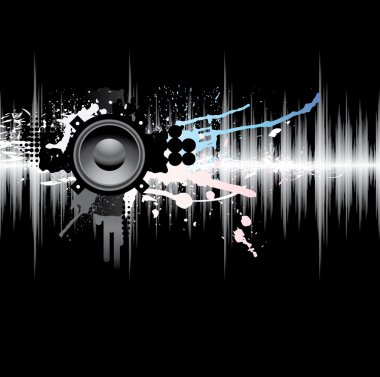 Abstract template with a sound wave and the speaker. clipart