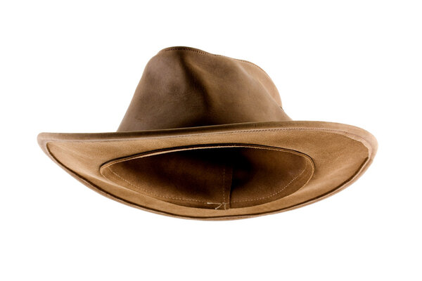 Leather bush hat isolated on white