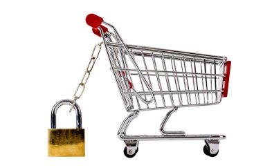 Trolly secured with padlock isolated clipart