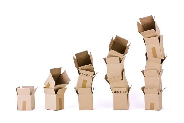 Five columns of boxes on white — Stock Photo, Image
