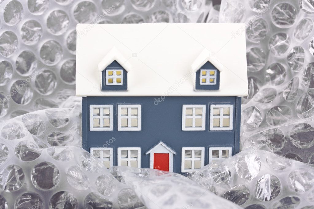 House protected with bubble wrap