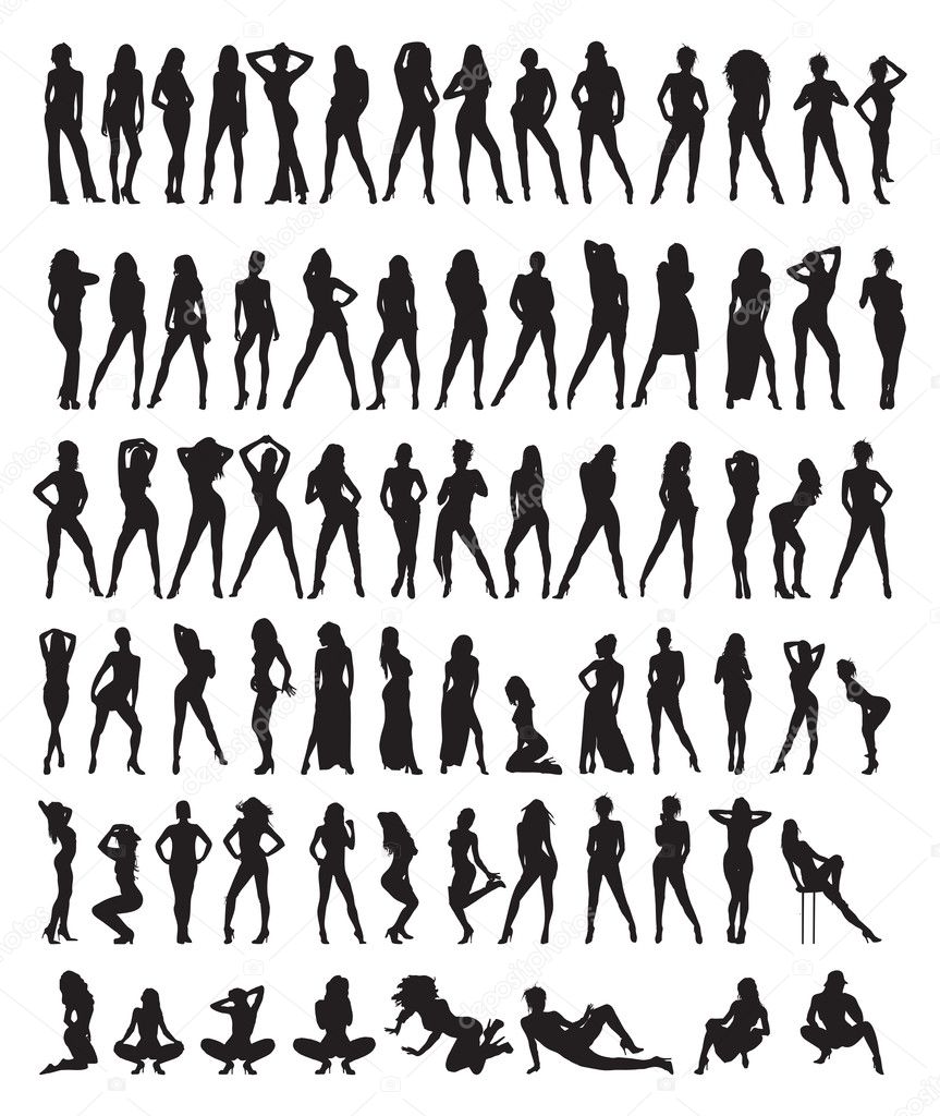 Set of woman silhouettes