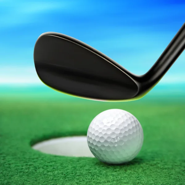 Golf ball op lip — Stockfoto