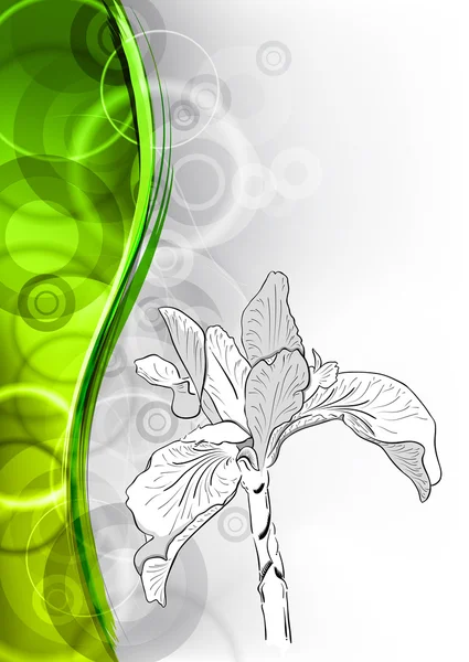 Kwiat z zielona fala — Wektor stockowy