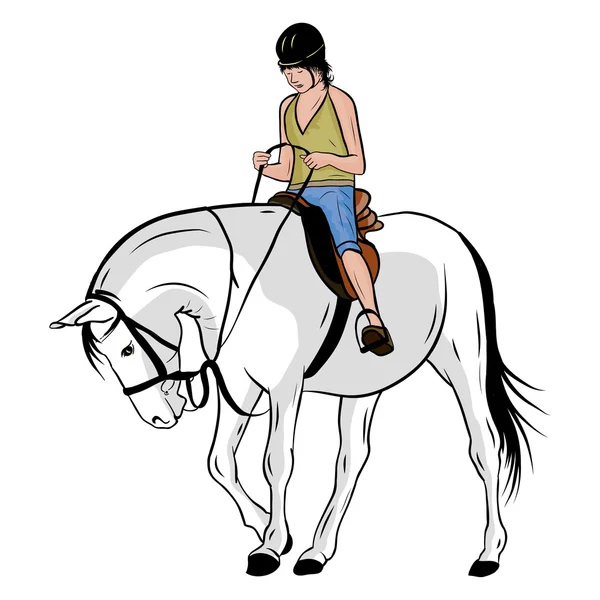 At ve kız — Stok Vektör