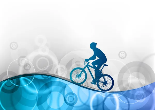 蓝骑自行车的人 — 图库矢量图片